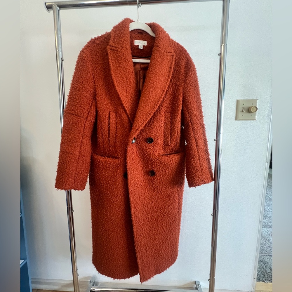 Topshop Rust Sherpa Coat